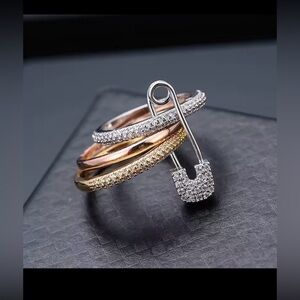 Safety Pin Triple Stack Ring